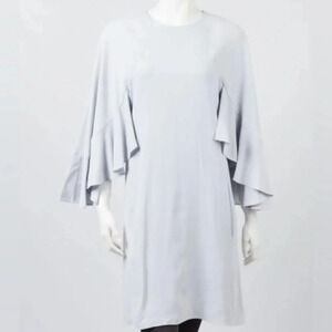 Chloe Cute Blue Viscose Blend Wing Sleeve Dress